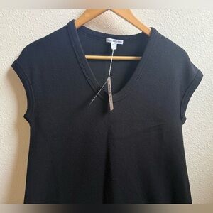 James Perse V-Neck Black Wool Blend Dress, Size 1, NWT
